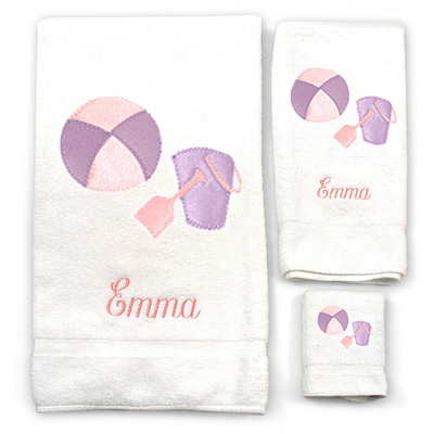 Girl's 3-piece Beach Ball and Pail Towel Set